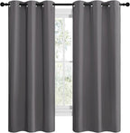 NICETOWN Grey Blackout Curtain Panels for Bedroom, Thermal Insulated Grommet Top Blackout Draperies and Drapes for Basement (2 Panels, W42 x L68-inch, Grey)
