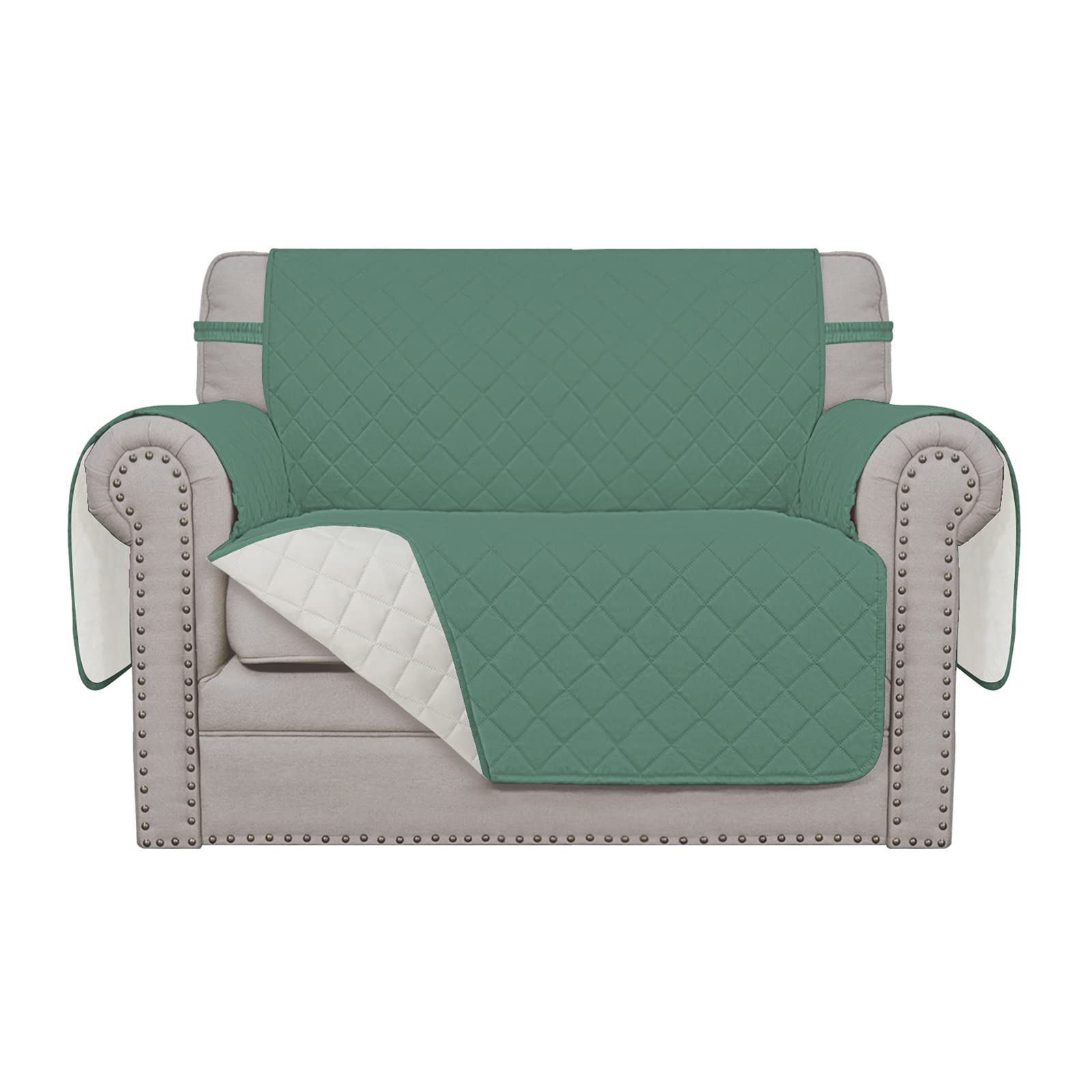 Easy-Going Oversized Chair Sofa Slipcover Reversible Sofa Cover Water Resistant Couch Cover Furniture Protector Cover with Elastic Straps for Pets Dog (Oversized Chair, Cyan/Ivory)