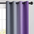 Yakamok Ombre Purple and Grey Curtains for Bedroom, Gradient Room Darkening Curtains 63 inches long,Grommet Thermal Insulated Light Blocking Window Drapes/Curtain for Living Room,52 x 63 Inch,2 Panels