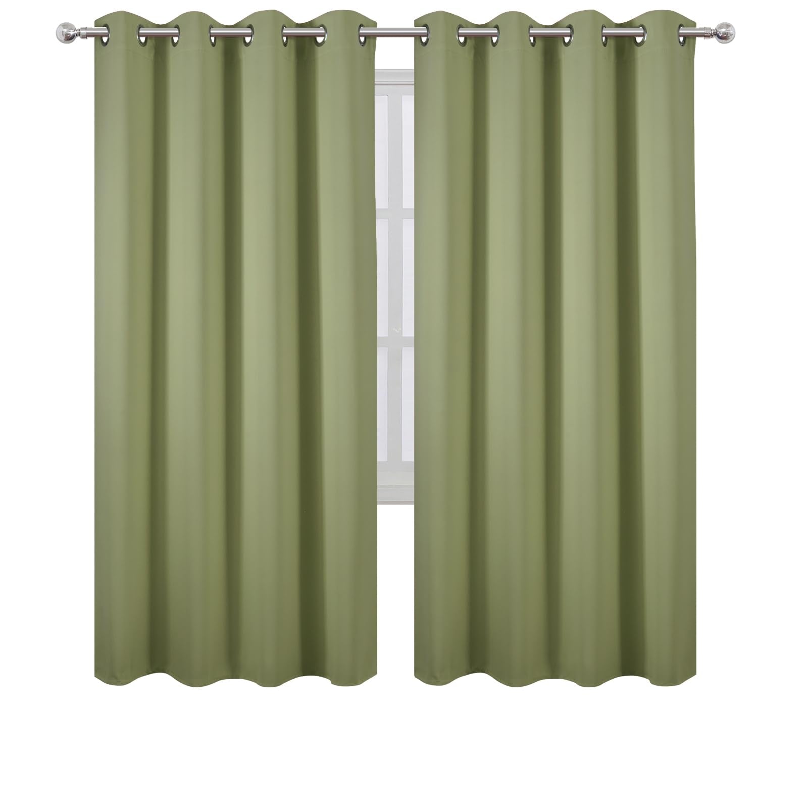 LEMOMO Sage Green Thermal Blackout Curtains/52 x 72 Inch/Set of 2 Panels Room Darkening Curtains for Bedroom