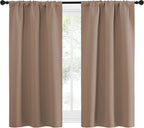 NICETOWN Kitchen Window Blackout Curtains - Window Treatment Thermal Insulated Rod Pocket Small Blackout Draperies/Drapes for Bedroom/Kitchen (Cappuccino, Set of 2, 34 inches Wide by 54 inches Long)