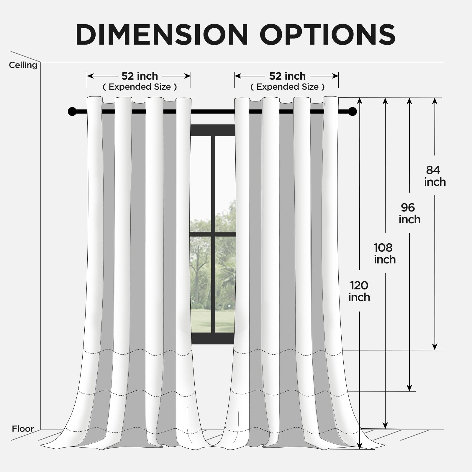 Joydeco Christmas Blackout Curtains for Living Room, Black Curtains 90 Inch Long 2 Panels Set, Room Darkening Grommet Drapes for Bedroom Window (Black, W52 x L90 Inch)