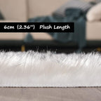 Goolela Sheepskin Area Rug 5x8 Fluffy Fuzzy Furry Rug for Bedroom Living Room Faux Fur Shaggy Plush Soft Washable Rectangle - White with Grey Tips