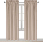 DWCN Blackout Curtains for Living Room Thermal Insulated, Energy Saving & Noise Reducing Bedroom Curtains, Camel, W 42x L 84 Inch, Set of 2 Rod Pocket Curtain Panels