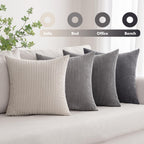 MIULEE Soft Corduroy Decorative Throw Pillow Covers Neutral Grey 18x18