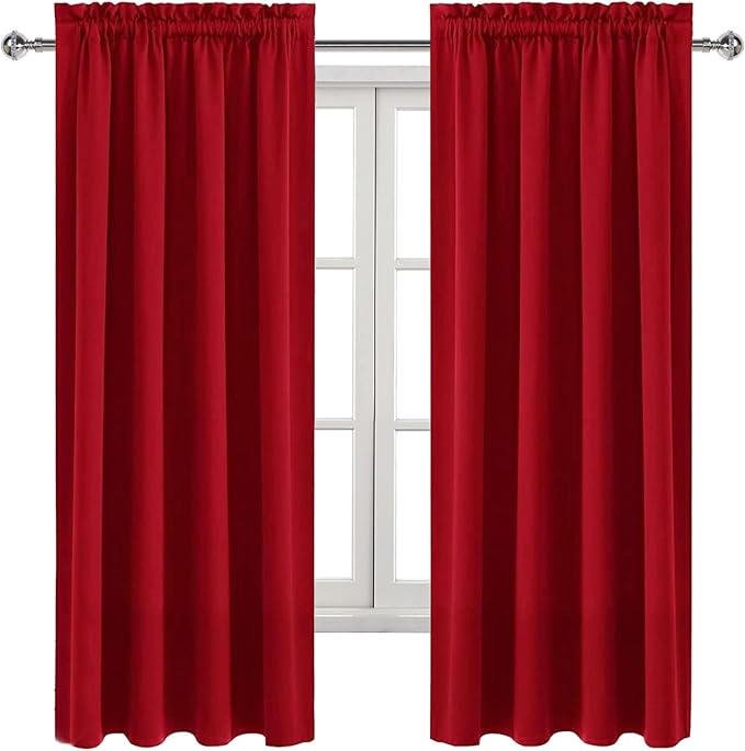 DWCN Blackout Curtains for Bedroom Living Room 38 x 63 Inch Long Red