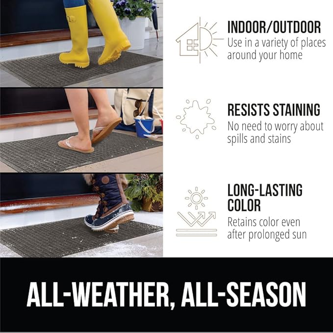 GORILLA GRIP® Ultra Absorbent Front Door Mat Outside Entrance, 35x23, Traps Dirt and Moisture, HydroABSORB Indoor Outdoor Doormat Holds 5.7 Cups Water, Stain and Fade Resistant Welcome Mat, Charcoal
