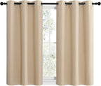 NICETOWN Room Darkening Curtain Panels for Cafe, Thermal Insulated Grommet Room Darkening Draperies/Drapes for Window (Biscotti Beige, 2 Panels, W42 x L40 -inch)