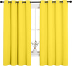 NICETOWN Bedroom Curtain Panels Draperies, Thermal Insulated Solid Grommet Curtains/Drapes (Bright Yellow, 1 Pair, 55 by 68-inch)
