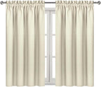 DWCN Blackout Curtains for Bedroom – Rod Pocket Thermal Insulated Noise Reducing Noise Reducing Drapes for Living Room, W 38 x L 54 Inch, 2 Panels, Light Beige