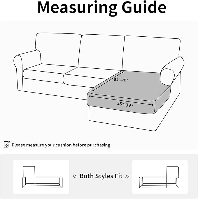 Easy-Going Stretch Sectional Couch Covers 1 Piece Chaise Lounge Slipcover L Shape Separate Cushion Couch Seat Chaise Cover for Both Left/Right Sectional Couch Grayish Green