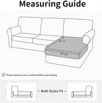 Easy-Going Stretch Sectional Couch Covers 1 Piece Chaise Lounge Slipcover L Shape Separate Cushion Couch Seat Chaise Cover for Both Left/Right Sectional Couch Black