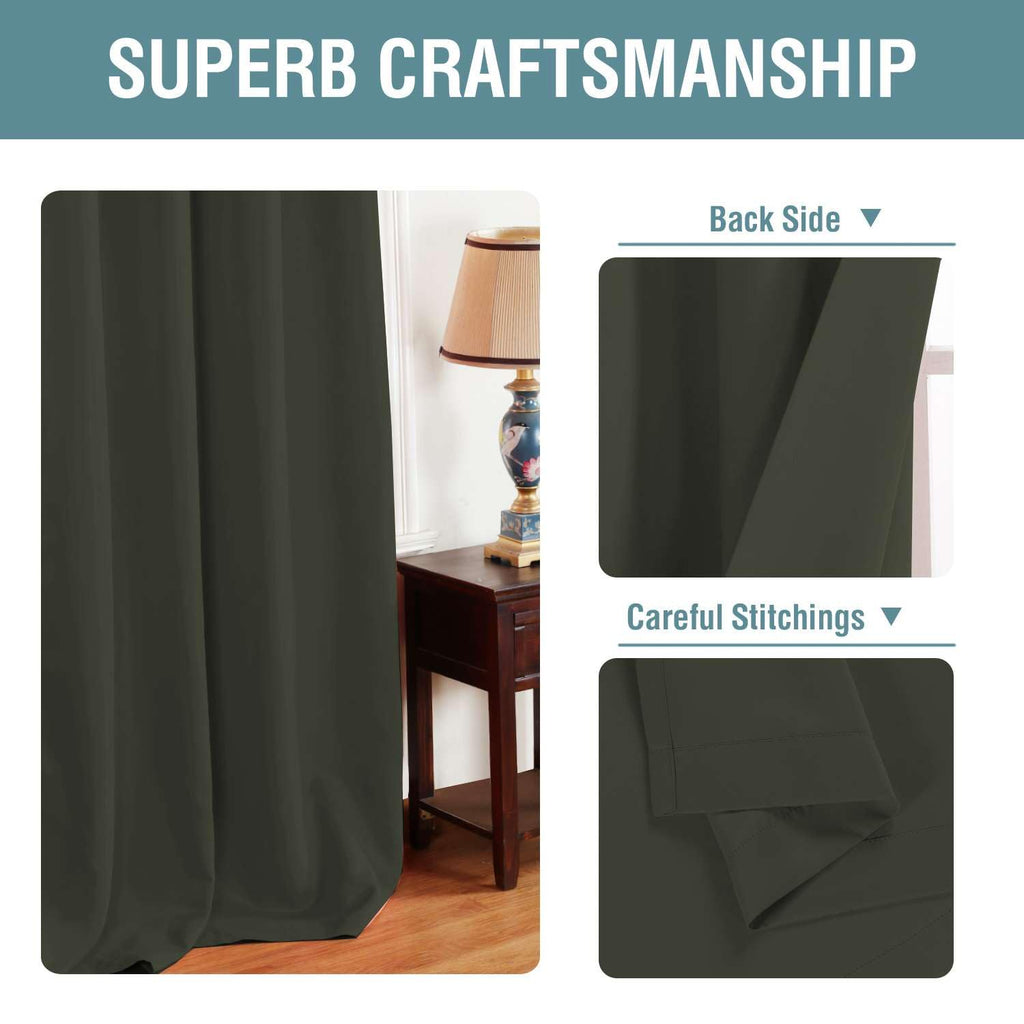 H.VERSAILTEX Blackout Curtain for Living Room Thermal Insulated Window Treatment Curtain Extra Long 96 inch Length Energy Saving Solid Grommet Top Blackout Drape, One Panel, Olive, 52" W x 96" L