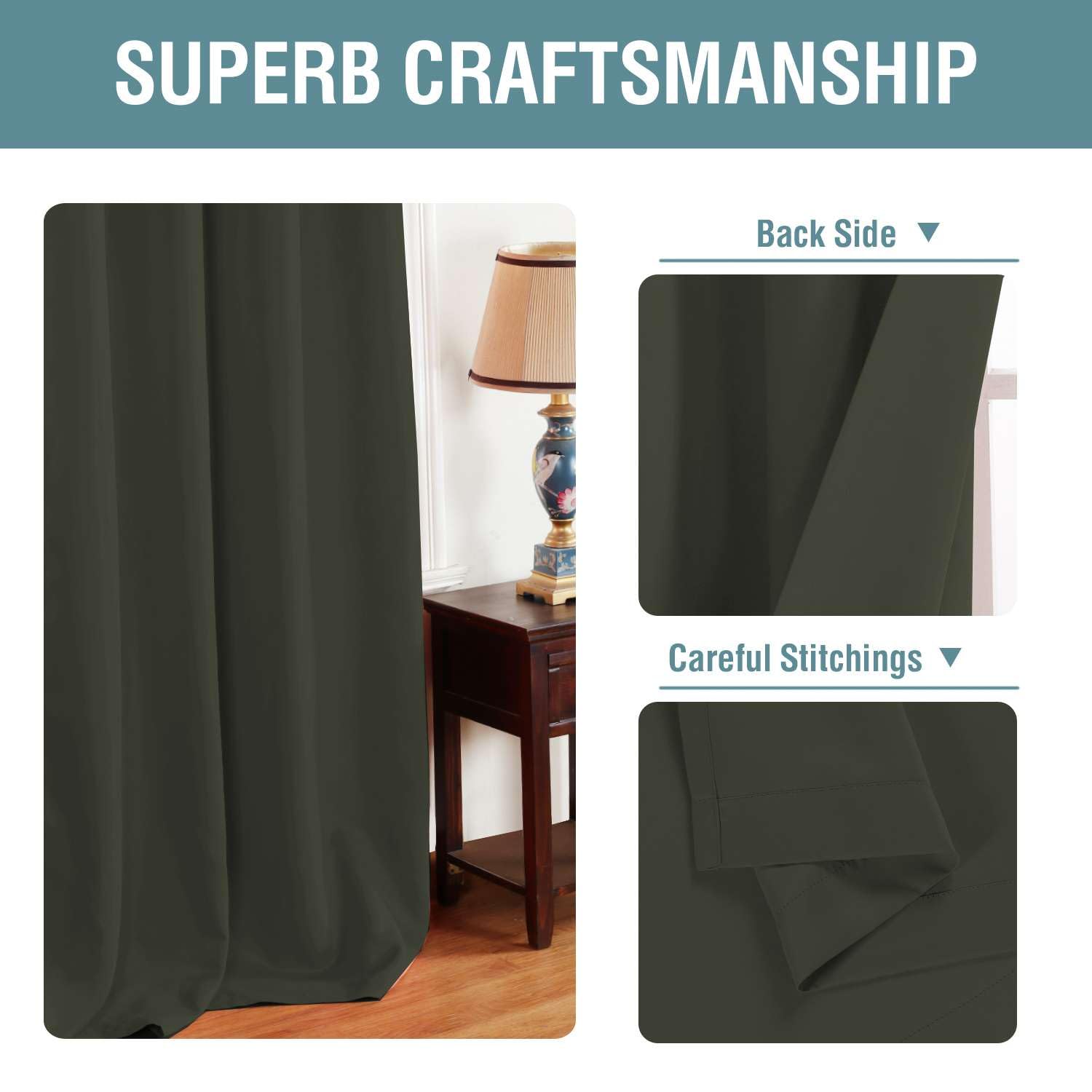 H.VERSAILTEX Blackout Curtain for Living Room Thermal Insulated Window Treatment Curtain Extra Long 96 inch Length Energy Saving Solid Grommet Top Blackout Drape, One Panel, Olive, 52" W x 96" L