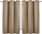 LEMOMO Natural Blackout Curtains/38 x 54 Inch/Set of Two Panels Grommet Living Room Curtains