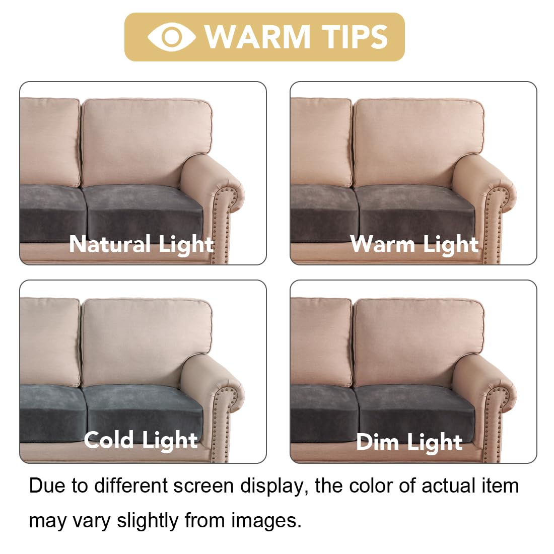 H.VERSAILTEX Velvet Stretch Couch Cushion Cover Plush Cushion Slipcover for Chair Loveseat Sofa Cushion Furniture Protector Seat Cushion Sofa Cover (2 Piece Medium Sofa Cushion Covers, Grey)