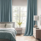 MIULEE Greyish Blue Back Tab Blackout Curtains 52x90 Inch Long 2 Panels Set