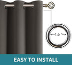 BGment Blackout Curtains for Bedroom - Grommet Thermal Insulated Room Darkening Curtains for Living Room, Set of 2 Panels, Each 46 x 54 Inch, Grey