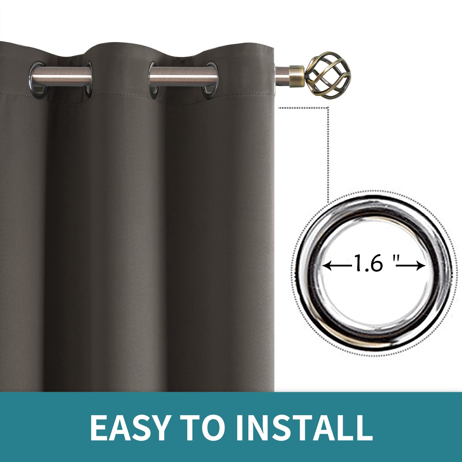 BGment Grey Blackout Curtains for Bedroom 69 Inch Long - 2 Panels