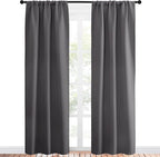 NICETOWN Grey Window Curtains for Bedroom - Home Decoration Thermal Insulated Rod Pocket Blackout Blinds & Drapes for Small Windows (Gray, 2 Panels, W34 x L84 -Inch)