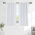 PONY DANCE White 50% Lighting Blocking Curtains for Kitchen, Short Non-See-Through Thermal Insulated Room Darkening Back Tab Small Drapes for Nursery Bedroom Window, W34 x L54, Pure White, 2 Panels