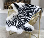 Zebra Print Rug Faux Animal Cowhide Skin Area Rug Leather Carpet Mat Small Size for Home Office Livingroom 3.1' x 3.6'