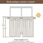 Chyhomenyc Short Sheer Curtains 30 inch Length 2 Panels - Light Filtering Voile Rod Pocket Window Curtians for Bathroom Living Room Farmhouse Small Windows, 42Wx30L inches, Light Yellow