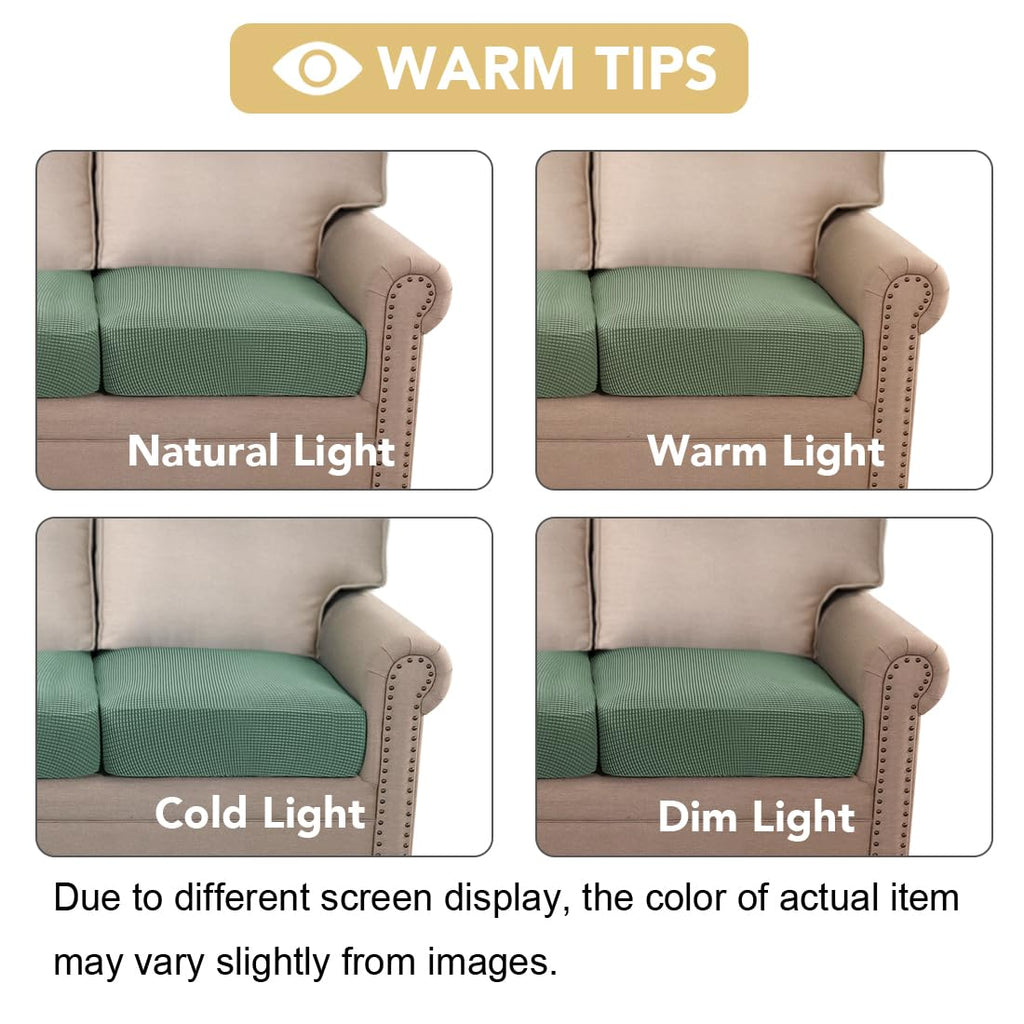 H.VERSAILTEX Super Stretch Individual Seat Sofa Covers Couch Cushion Covers Slipcover Sets Thick Jacquard Textured Twill Fabric (3 Piece, Loden Frost)