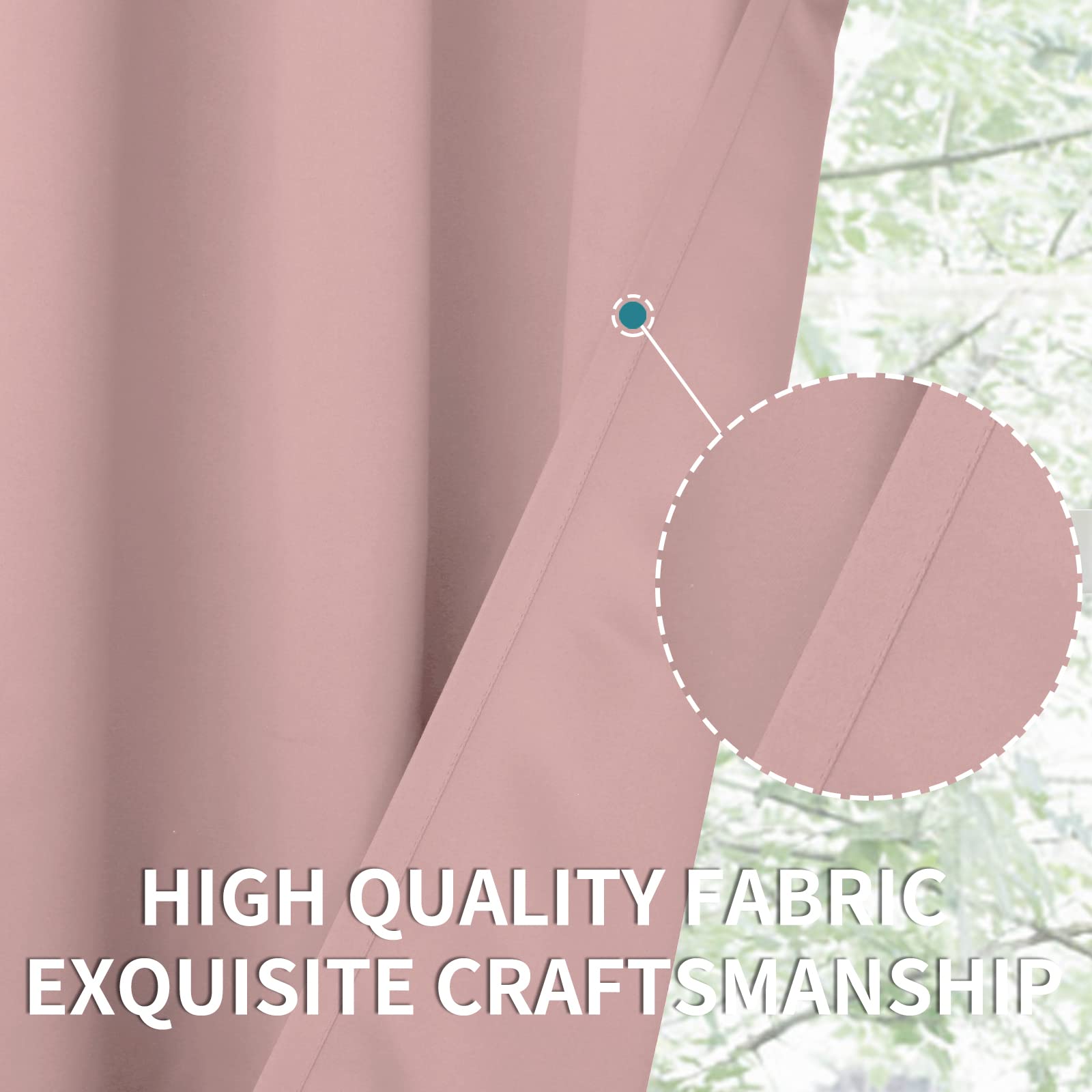 BGment Pink Room Darkening Curtains 72 Inch for Bedroom - 2 Panels