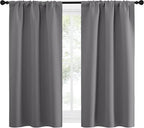 NICETOWN Grey Window Curtains for Bedroom - Home Decoration Thermal Insulated Rod Pocket Blackout Blinds & Drapes for Small Windows (Gray, 2 Panels, W34 x L54 -Inch)