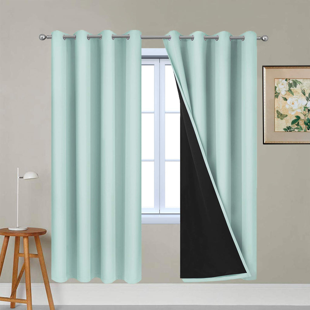 Yakamok Aqua 100% Blackout Curtains 72 Inches Long for Bedroom 52" Wide