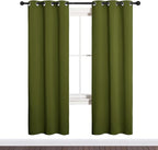 NICETOWN Bedroom Curtain Panels Blackout Draperies, Christmas Holiday Decor Thermal Insulated Solid Grommet Blackout Curtains/Drapes (One Pair, 34 by 72-inch, Olive Green)