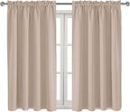 DWCN Blackout Curtains for Living Room Thermal Insulated, Energy Saving & Noise Reducing Bedroom Curtains, Camel, W 52x L 45 Inch, Set of 2 Rod Pocket Curtain Panels