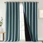 NICETOWN Aqua 100% Blackout Curtains for Windows, Super Heavy-Duty Black Lined Total Darkness Drapes for Bedroom, Privacy Assured Window Treatment for Patio (Pack of 2, 70 inches W x 108 inches L)