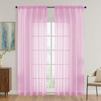 OVZME Light Pink Sheer Curtains 84 Inches Long 2 Panels Set, Light Filtering Sheer Curtains for Living Room Bedroom 59 Inch Extra Wide, Modern Voile Filmy Rod Pocket Window Drapes, 59Wx84L Inches