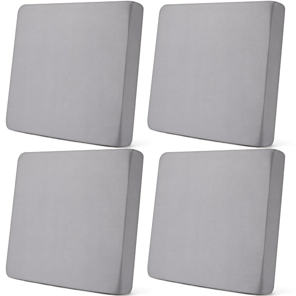 Newwiee Set of 4 Stretch Patio Cushion Covers Sofa Couch Seat Chair Slipcovers Cushion Cover Replacement Furniture Protector for Pets Washable(Light Grey,Seat Cover,Solid)