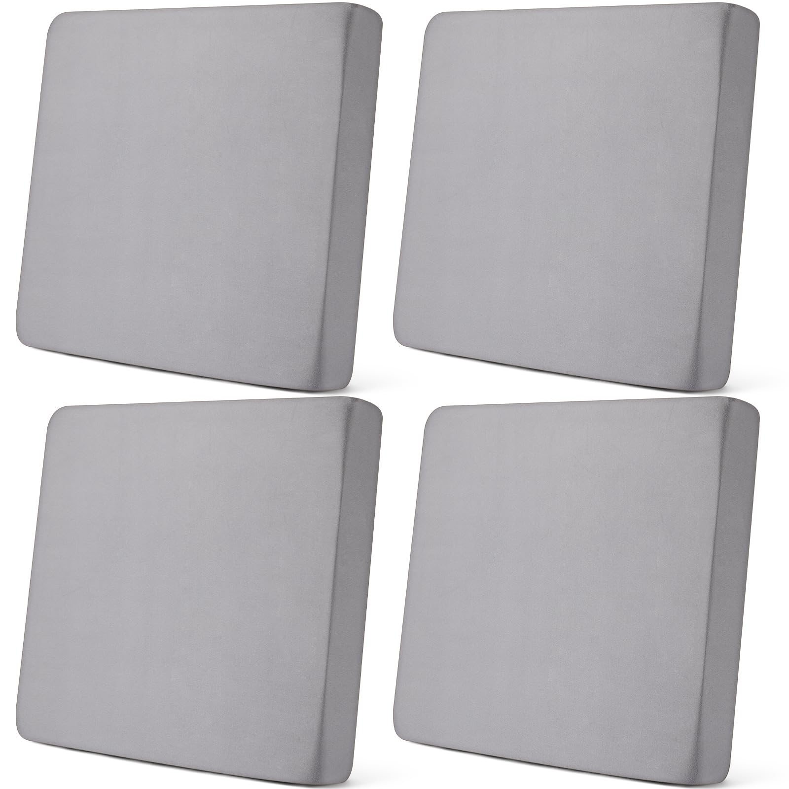 Newwiee Set of 4 Stretch Patio Cushion Covers Sofa Couch Seat Chair Slipcovers Cushion Cover Replacement Furniture Protector for Pets Washable(Light Grey,Seat Cover,Solid)
