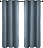Yakamok 72 Inch Length Blackout Curtains for Bedroom, Room Darkening Thermal Insulated Solid Grommet Panels for Living Room(42Wx72L, Stone Blue, 2 Panels)