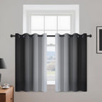 Yakamok Ombre Curtains Black and Greyish White for Living Room,52Wx36L