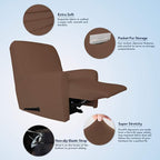 PureFit Super Stretch Recliner Sofa Slipcover with Pocket – Spandex Non Slip Soft Couch Sofa Cover, Washable Furniture Protector with Elastic Bottom for Kids, Pets （Recliner, Brown）
