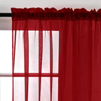 SpaceDresser Christmas Red Sheer Curtains 4 Panels Rod Pocket Semi-Sheer Curtain 45 Inches Long Light Filtering Voile Window Drapes for Bedroom Living Room Kitchen, Each 52W x 45L