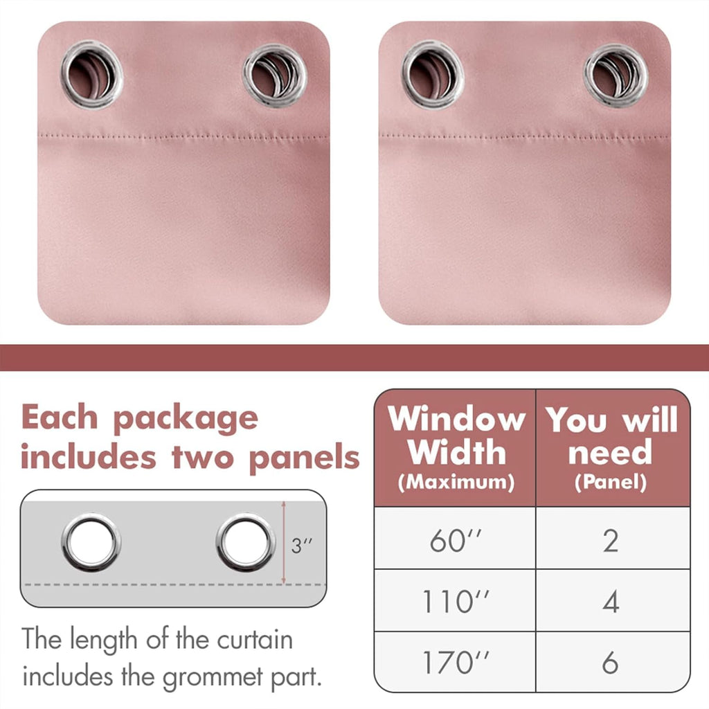 MIULEE Light Pink Blackout Bedroom Curtains Drapes 96 Inch Long 52"x96"