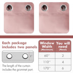 MIULEE Light Pink Blackout Bedroom Curtains Drapes 96 Inch Long 52"x96"