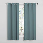 NICETOWN Modern Blackout Curtains Noise Reducing, Thermal Insulated and Privacy Room Darkening Drape Panels for Boy's Guest Room Door Small Short Window (Greyish Blue, 2 Panels, W34 x L63 -Inch)