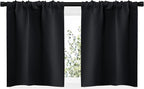 NICETOWN Short Curtains, Black Out RV Bunk Panels for Kitchen - Energy Smart Decoration Thermal Insulating Blackout Drapes/Draperies for Small Window (2 Panels, 29 inches Wide by 20 inches Long)