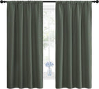 NICETOWN Bedroom Curtains Blackout Draperies - All Season Thermal Insulated Solid Rod Pocket Top Blackout Curtains/Drapes for Kid's Room (Dark Mallard, 1 Pair, 42 x 63 Inch)