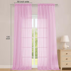 OWENIE Pink Sheer Curtains 120 Inches Long 2 Panels Set, Airy Lightweight Sheer Pink Curtains for Living Room Bedroom, Farmhouse Voile Filmy Rod Pocket Curtains Drapes, 2 Pcs, Each 59" Wx120 L Inch