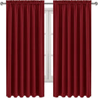 DWCN Blackout Curtains for Living Room Thermal Insulated, Energy Saving & Noise Reducing Bedroom Curtains, Amaranth Red, W 70x L 63 Inch, Set of 2 Rod Pocket Curtain Panels
