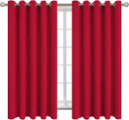 BGment Room Darkening Curtains 63 Inches Long - Grommet Thermal Insulated Drapes Window Treatment Curtains for Bedroom, 2 Panels, 70 x 63 Inch, Red