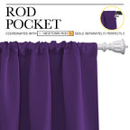NICETOWN Kitchen Curtains, Short Blackout Curtains & Drapes, Home Decoration Window Treatment Cafe Curtain Panels with Rod Pocket (Royal Purple, 34-inch Wide x 54-inch Long, 2 Panels)